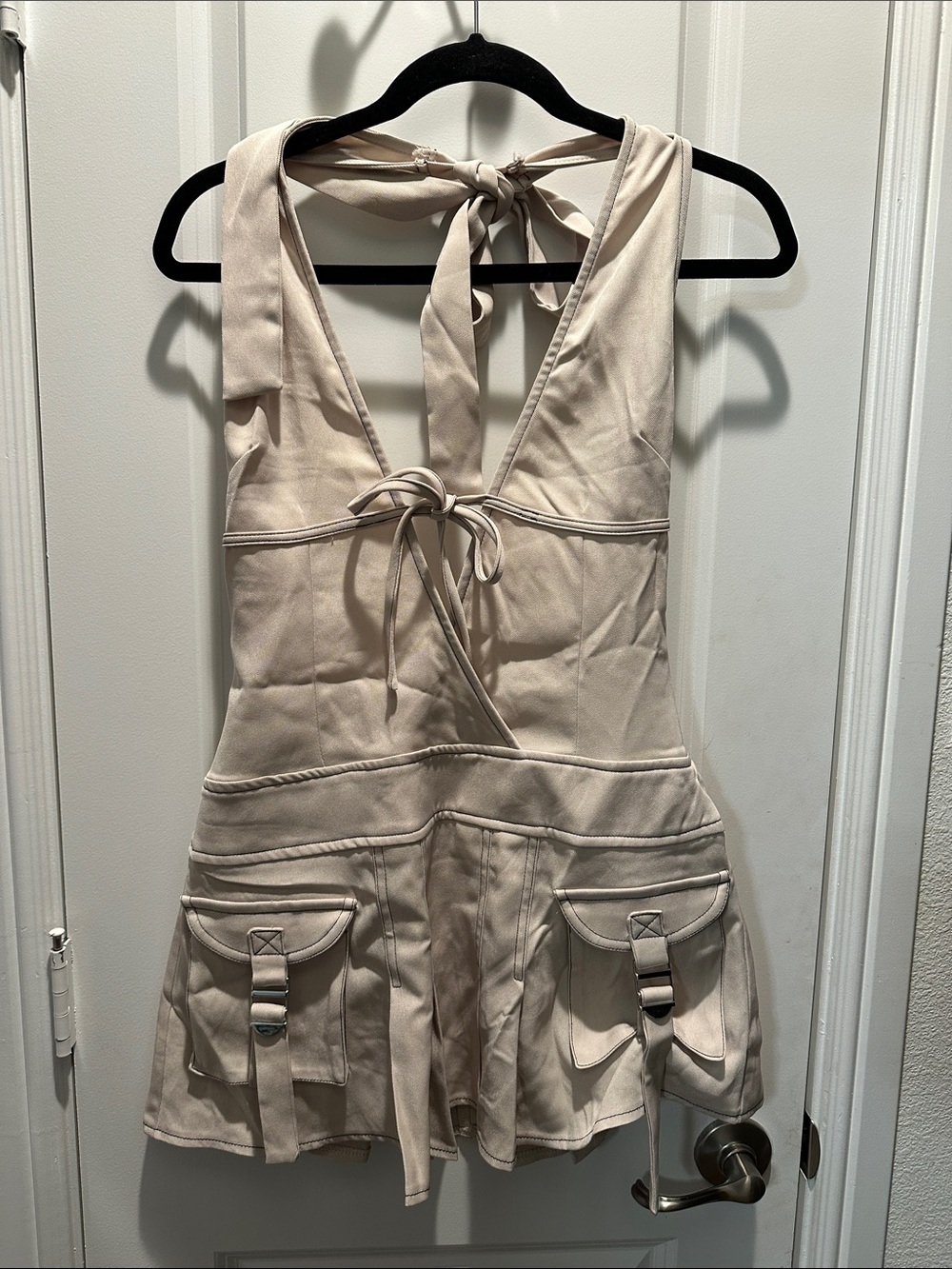 Fashion Nova Cream Utility minidress